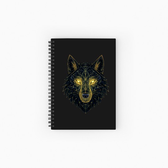 Geometric Neon Wolf Illustration Spiral Notebooks   Ruled Line
