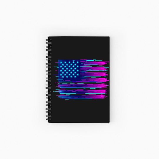 Retro Neon Grunge American Flag Spiral Notebooks   Ruled Line