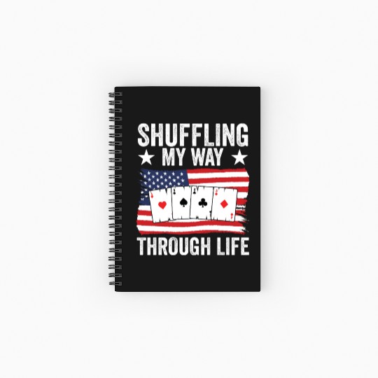 USA Flag Pinochle American Patriotic Card Games Spiral Notebooks   Ruled Line