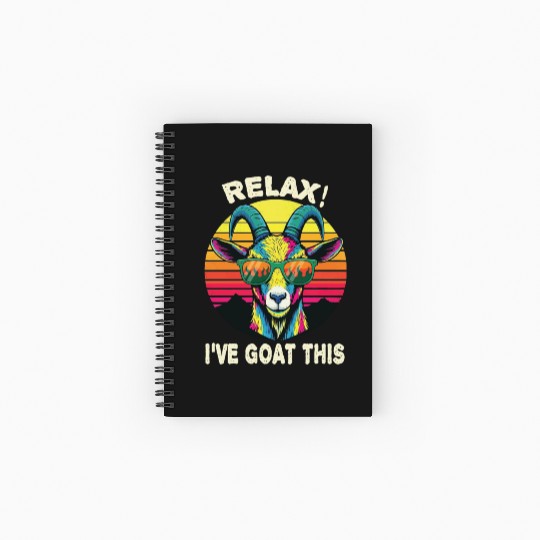 Relaxed Goat with Sunglasses Graphic Spiral Notebooks   Ruled Line