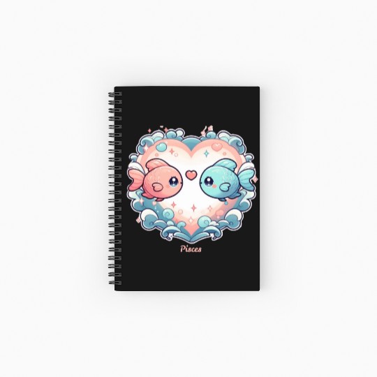 Celestial Pisces Love Heart Illustration Spiral Notebooks   Ruled Line