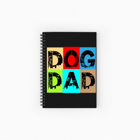 Dog Dad – Colorful Retro Pet Lover Design Spiral Notebooks   Ruled Line