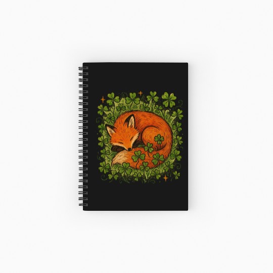 Fox Sleeping in Clover Peaceful Nature Art Spiral Notebooks   Ruled Line