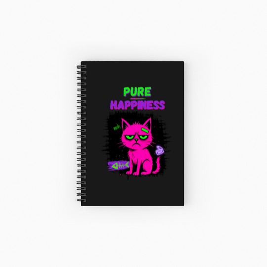 Neon Grumpy Cat – Pure Happiness Graphic Spiral Notebooks   Ruled Line