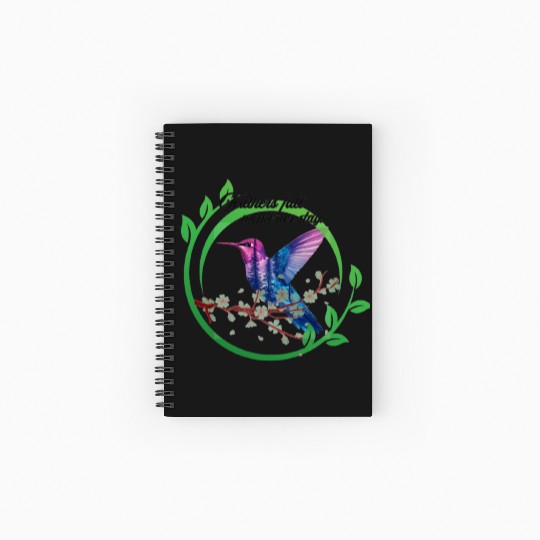Vibrant Hummingbird and Blossoms Design Spiral Notebooks   Ruled Line