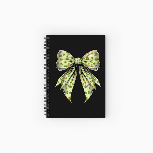 Coquette Bow St Patricks Day Shamrock Pattern Spiral Notebooks   Ruled Line