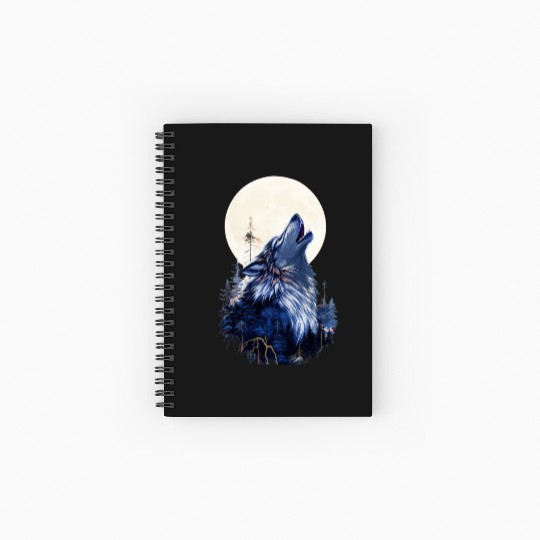 Lunar Howl Forest Mythical Wolf Spiral Notebooks   Ruled Line