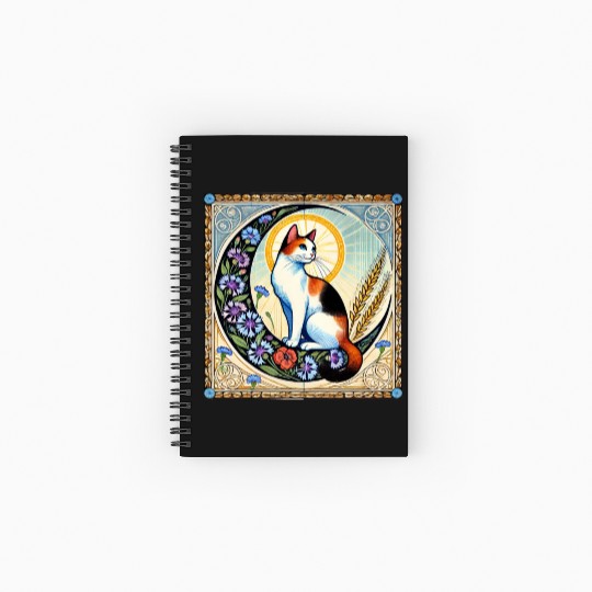 Celestial Calico Cat Art Design Spiral Notebooks   Ruled Line