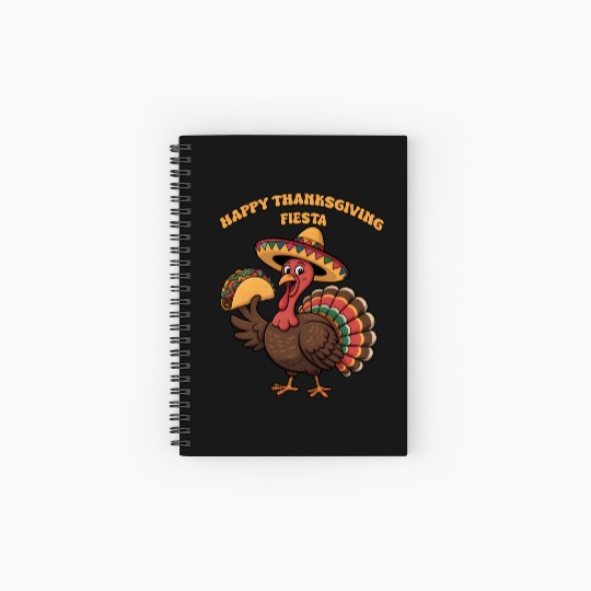 Festive Thanksgiving Turkey with Taco and Sombrero Spiral Notebooks   Ruled Line