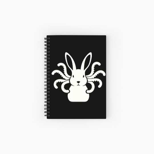 Octopus Bunny │Surreal White Cryptid Animal Mashup Spiral Notebooks   Ruled Line