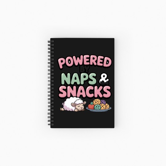 Powered by Naps and Snacks Illustration Spiral Notebooks   Ruled Line