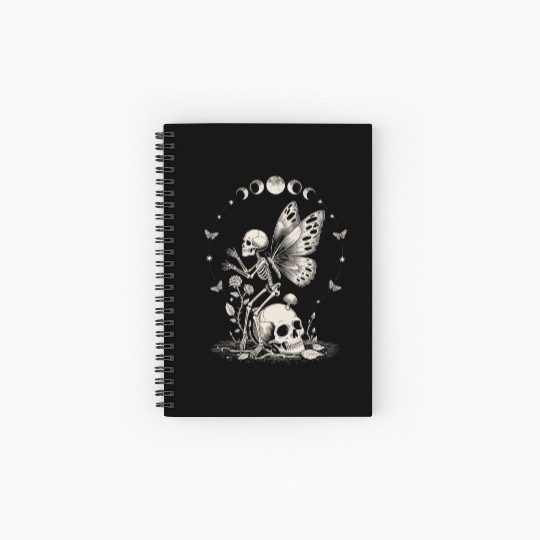 Gothic Skeleton Fairy With Moon Phases Spiral Notebooks   Ruled Line