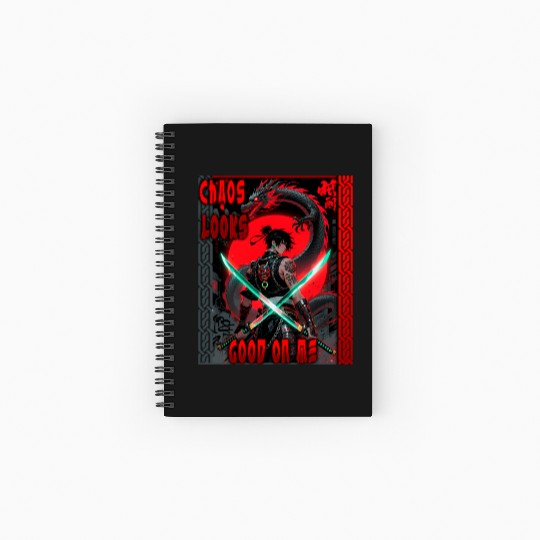 Cyberpunk Samurai with Dragon Spiral Notebooks   Ruled Line