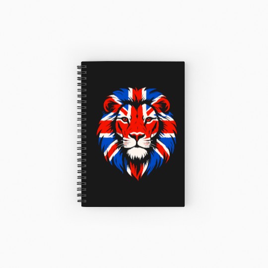 Lion with British Flag Mane Spiral Notebooks   Ruled Line