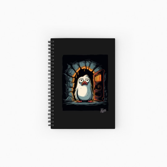 Whimsical Penguin in Secret Cave Spiral Notebooks   Ruled Line