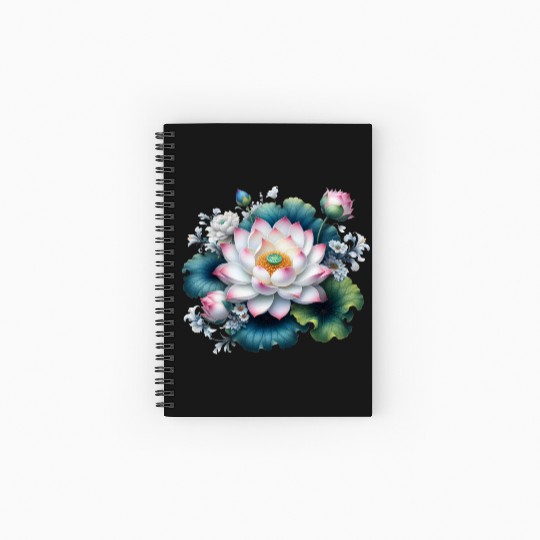 Lotus and Flowers Blossom Spiral Notebooks   Ruled Line
