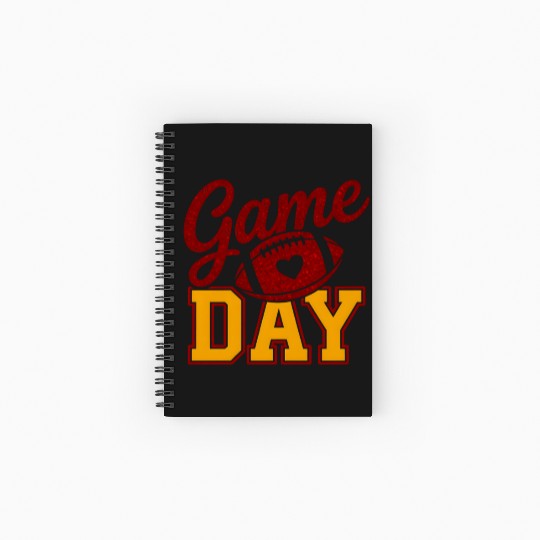 Game Day Football Spiral Notebooks   Ruled Line Glitter Heart Cute Varsity