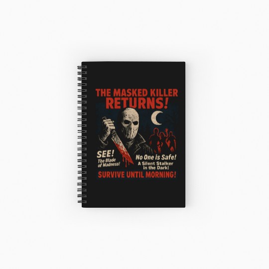 Masked Killer Returns Slasher Movie Poster Vintage Spiral Notebooks   Ruled Line