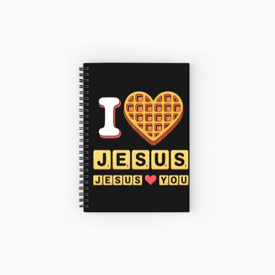 I Love Jesus Christian Breakfast Waffle Heart Spiral Notebooks   Ruled Line