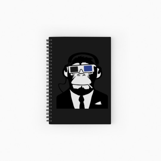3D Ape Monkey Club Electro Motive Headphones Spiral Notebooks   Ruled Line