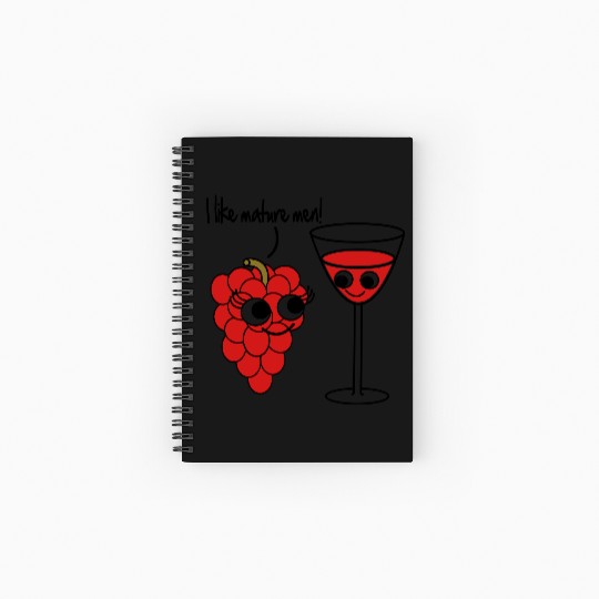 "I like mature men" Grape / Wine Vector Design Spiral Notebooks   Ruled Line