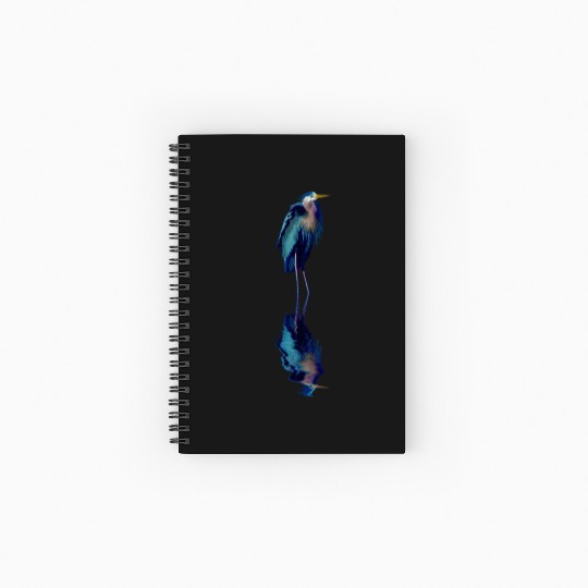 Great Blue Heron Stands Reflected Spiral Notebooks   Ruled Line