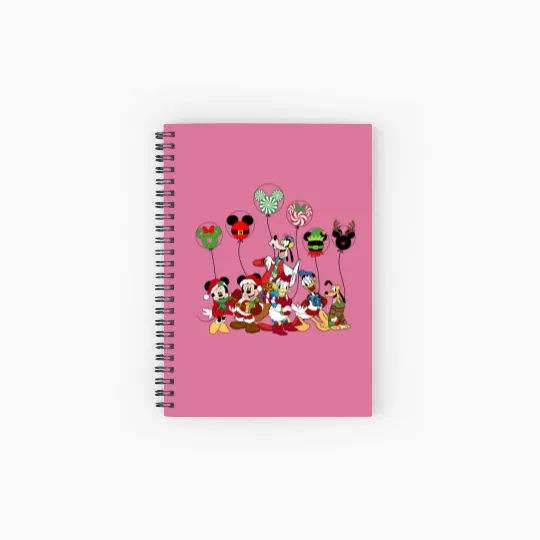 Vintage Mickey And Friends Christmas  Tree Spiral Notebooks   Ruled Line, Disney Mickey