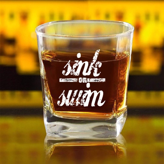 Sink or swim Vintage Feel Square Whiskey Glasses
