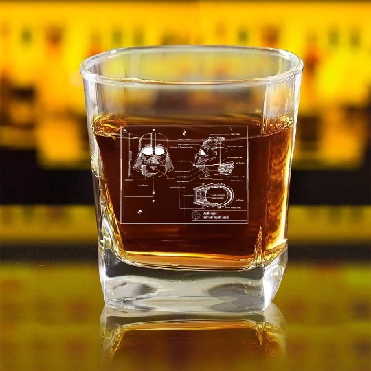 darth vader star wars blueprint Square Whiskey Glasses