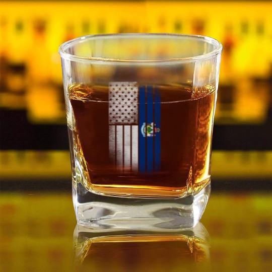 USA Vintage Maine State Flag Square Whiskey Glasses