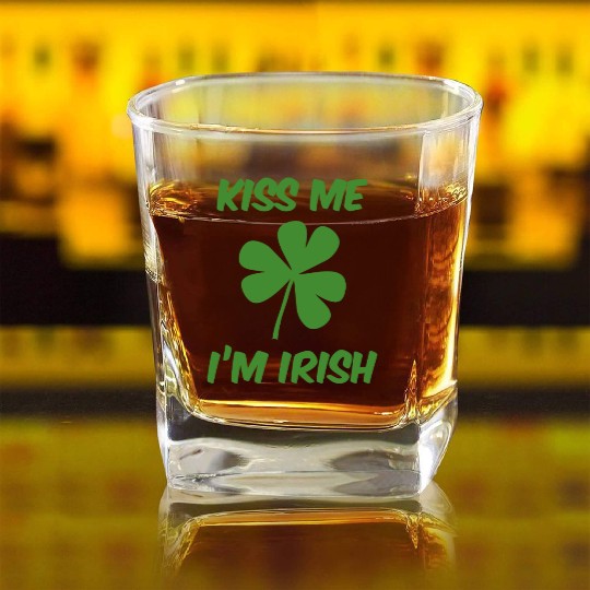 kiss-me-im-Irish (1) Square Whiskey Glasses