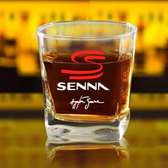 ayrton senna logo Square Whiskey Glasses