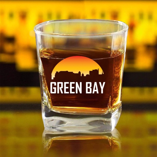 Green Bay Wisconsin Sunset Skyline Square Whiskey Glasses