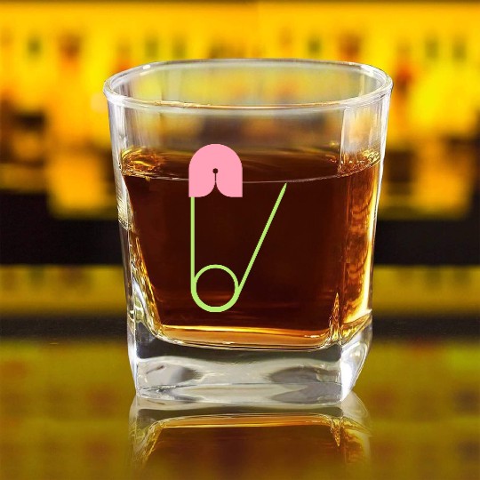 Safety pin open Square Whiskey Glasses
