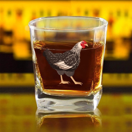 Realistic chicken Square Whiskey Glasses