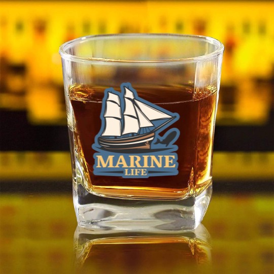 marine life logo Square Whiskey Glasses