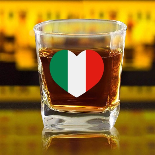 Love Italian football Square Whiskey Glasses