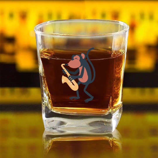 saxophone monkey Square Whiskey Glasses