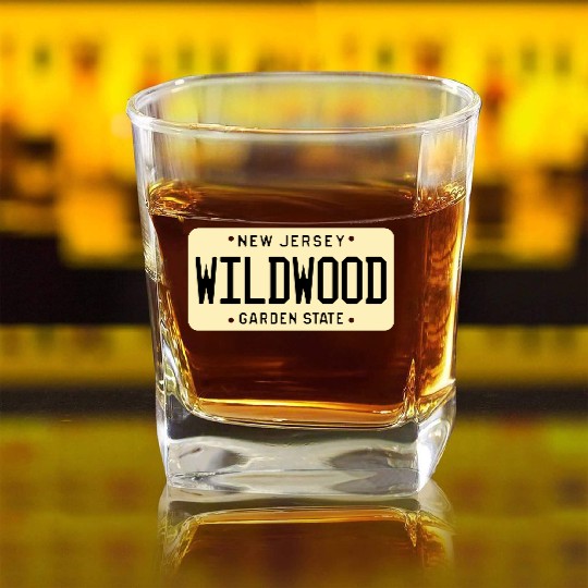 Wildwood New Jersey License Plate Square Whiskey Glasses