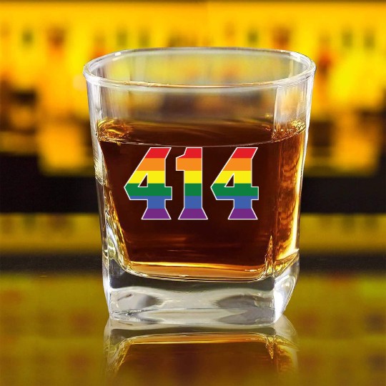 Gay Pride 414 Milwaukee Area Code Square Whiskey Glasses