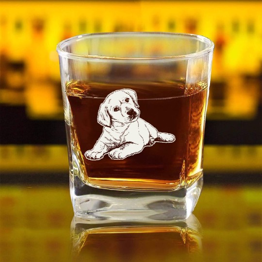 A Puppy Labrador Retriever Design For Dog Lovers Square Whiskey Glasses