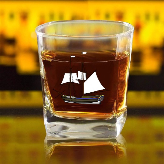ship boat canoe sailboat submarine yacht anchor405 Square Whiskey Glasses