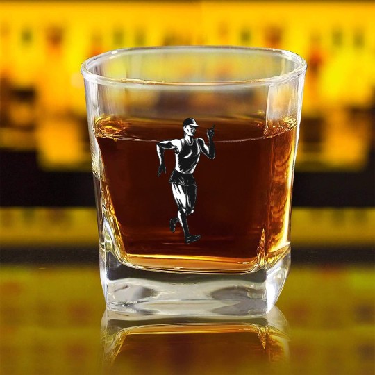 Race Walking Side Square Whiskey Glasses