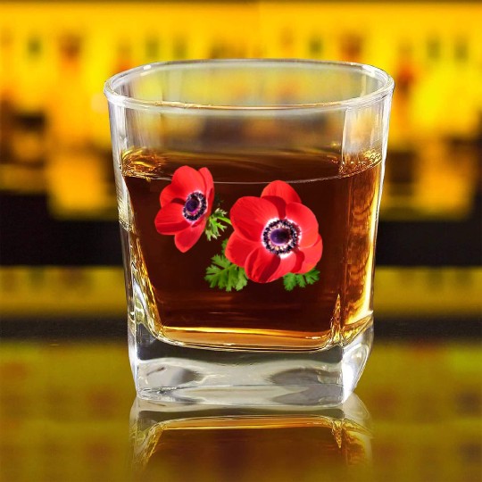 flowers lilies tulips orchids sunflower dahlia ger Square Whiskey Glasses