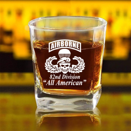 US Army 82nd Airborne Square Whiskey Glasses
