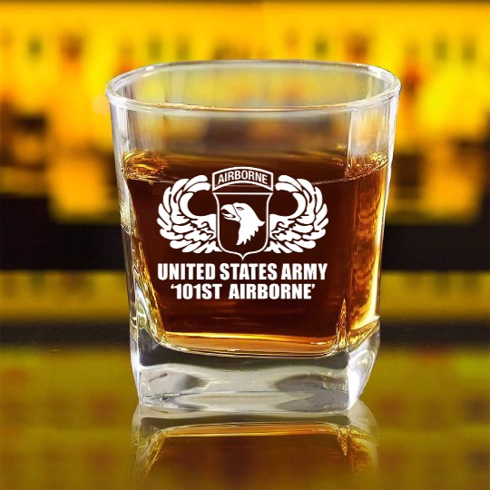 US Army 101st Airborne Wing Square Whiskey Glasses