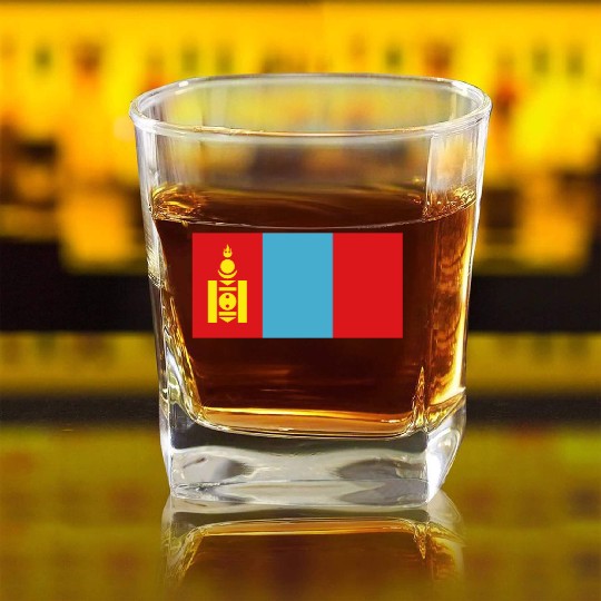 flag mongolia Square Whiskey Glasses
