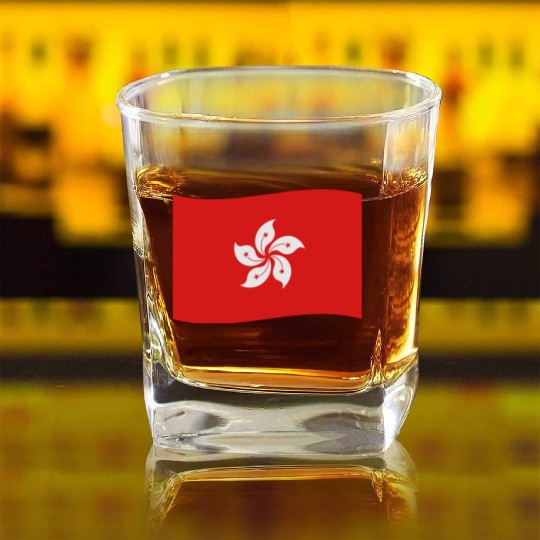 flag hong kong Square Whiskey Glasses