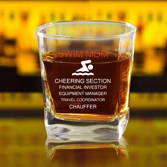 Swim Mom Duties Square Whiskey Glasses