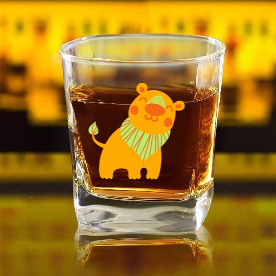 Baby lion Square Whiskey Glasses